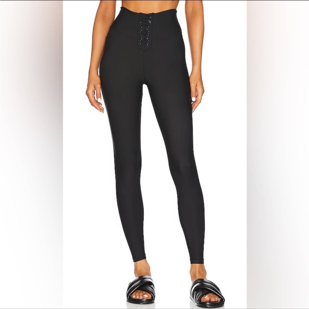 WeWoreWhat Lace Up Legging in Jet Black